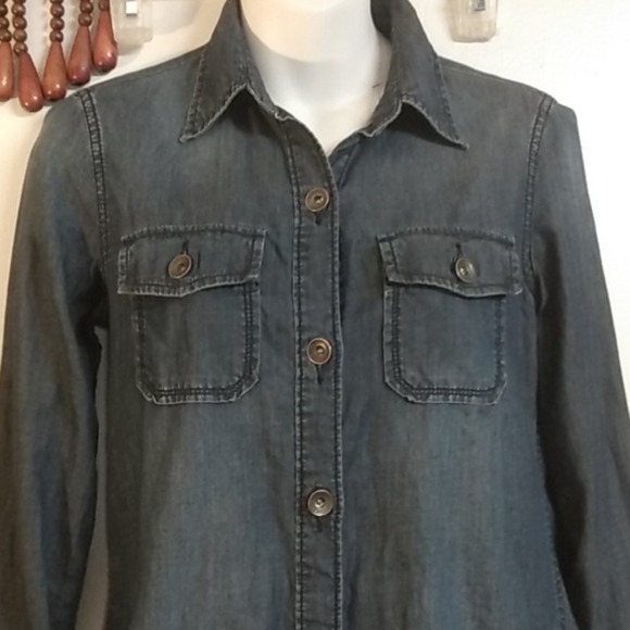 Sexy Banana Republic Denim Burnout Button Down - Picture 2 of 12